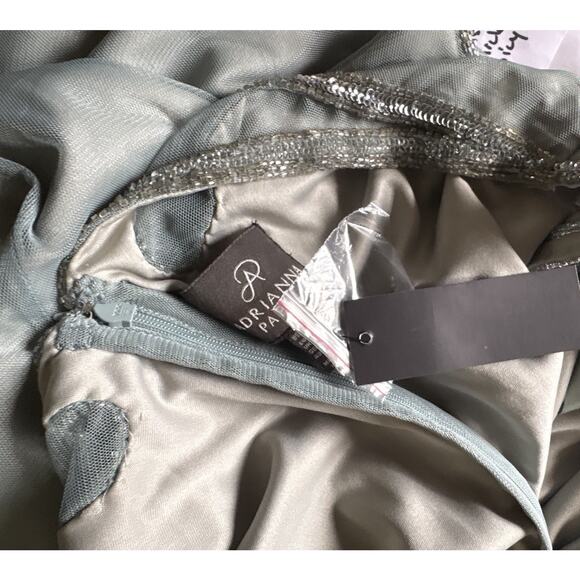 ADRIANNA PAPELL Womens Size US 10 Sage Green Sleeveless Beaded Evening Dress NWT - Picture 11 of 12